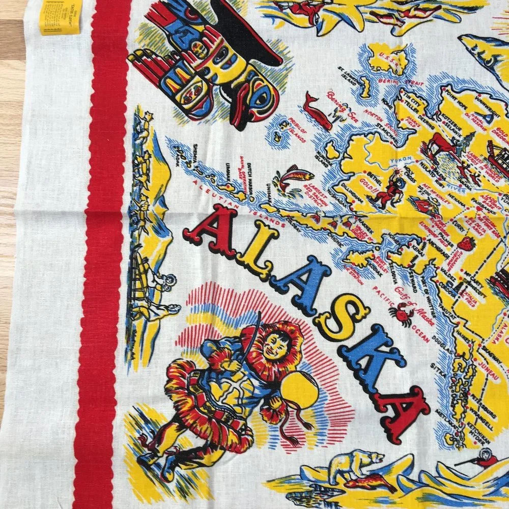 Vintage Alaska Tablecloth Cactus Cloth